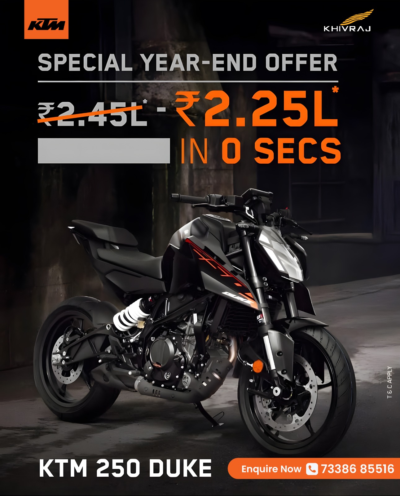 KTM 250 DUKE Year end offer save 20000 book now at khivraj ktm bangalore