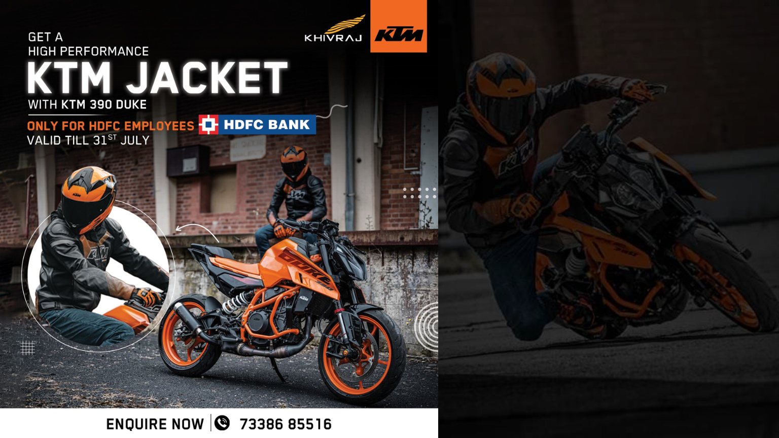 HDFC Bank employees get exclusive discounts on KTM high-performance motorcycle jackets. Perfect for KTM 390 Duke riders. Limited time offer ends July 31st.