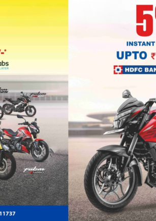Get 5% cashback up to ₹5000 on Bajaj bikes with detailed specs - Pulsar 125, 200, 160, N250, N150, NS400 & Platina 110. HDFC offer ends July 31, 2025
