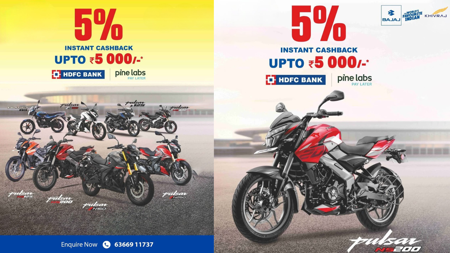 Get 5% cashback up to ₹5000 on Bajaj bikes with detailed specs - Pulsar 125, 200, 160, N250, N150, NS400 & Platina 110. HDFC offer ends July 31, 2025