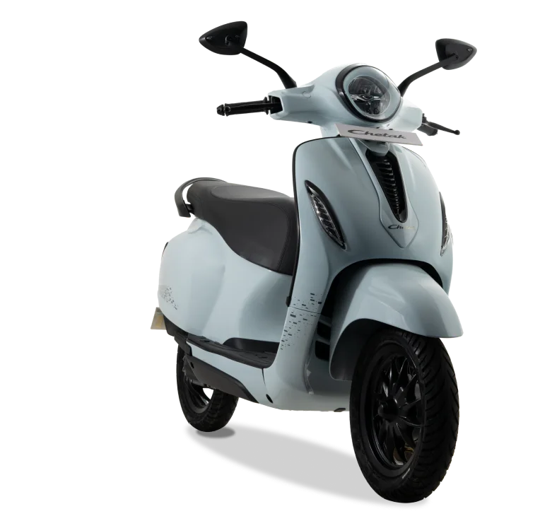 Bajaj Chetak 3001 white color electric scooter with elegant styling, smart controls, and high performance EV ride