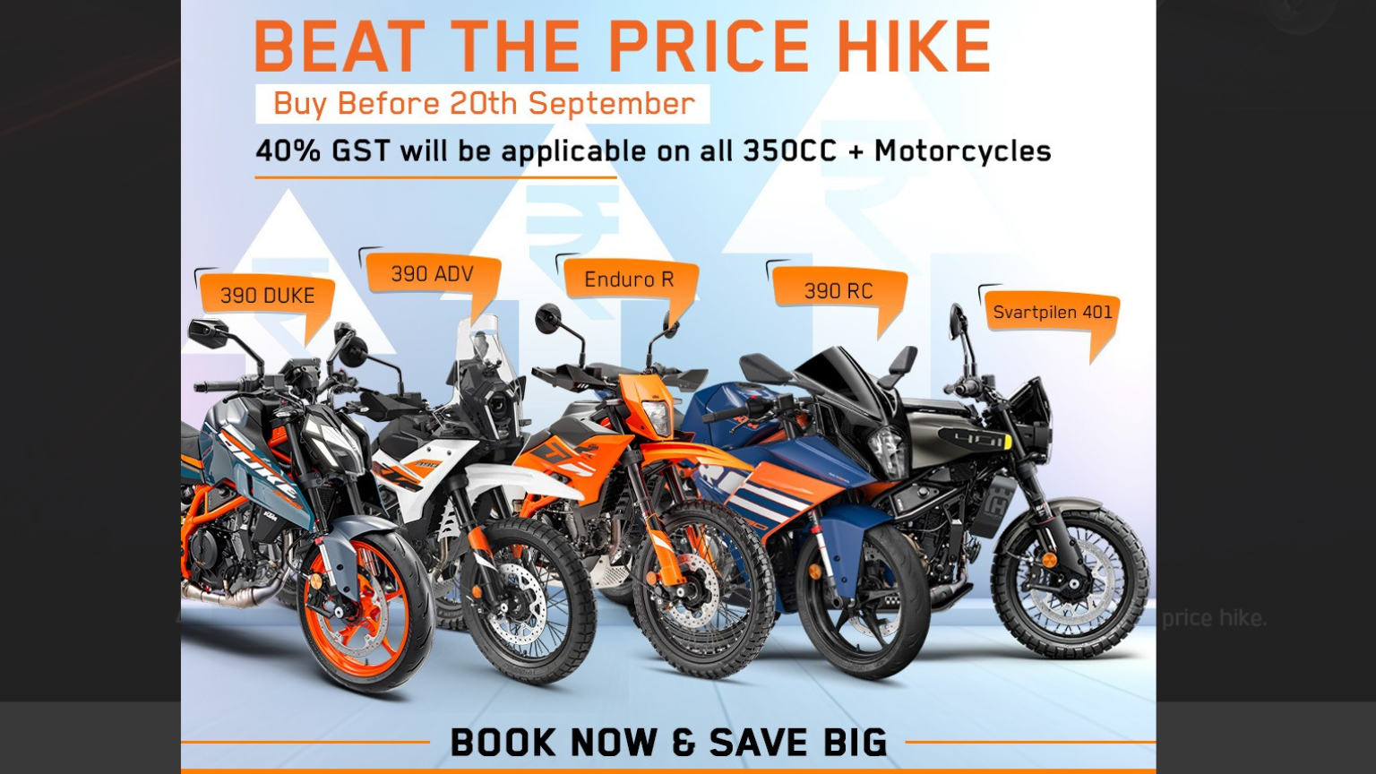 From Sept 22, 2025: KTM 390 Duke costs ₹3.30L, RC 390 ₹3.45L. 250 Duke down to ₹2.10L, 200 Duke ₹1.95L. Full GST price impact & buying guide inside.